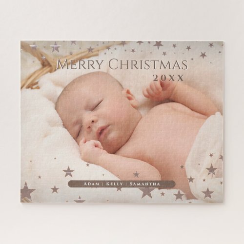 Tender Starry Christmas Personalized Photo Holiday Jigsaw Puzzle