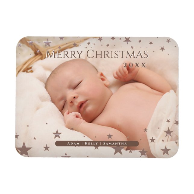 Tender Starry Christmas Personalized Photo Holiday Magnet (Horizontal)