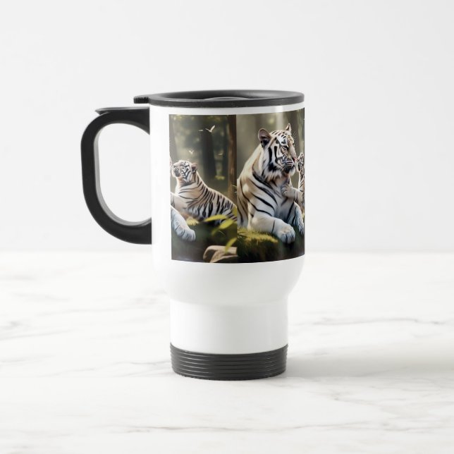 Tender Tiger Morning – Elegant Wildlife Art Travel Mug (Left)