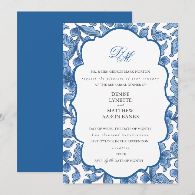 Tender Wedding Set Spun Sugar & Skydiver Blue  Inv Invitation (Front/Back)