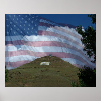 Tenderfoot Hill with US Flag Poster