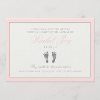 Tenderness Pink Birth Announcement by PixiePrints at Zazzle