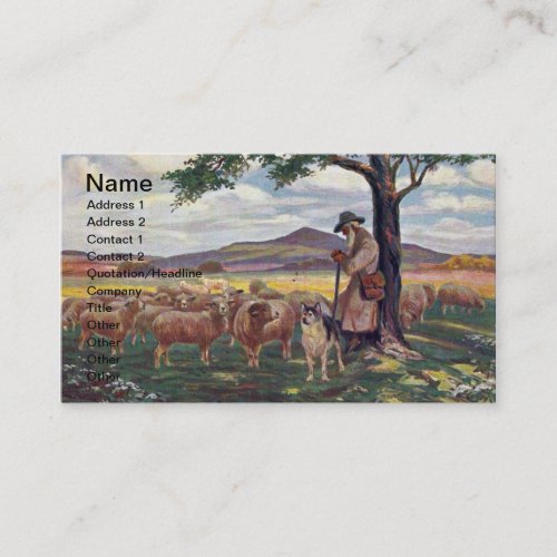 Tending the Flock Vintage Sheep and Shepherd Business Card