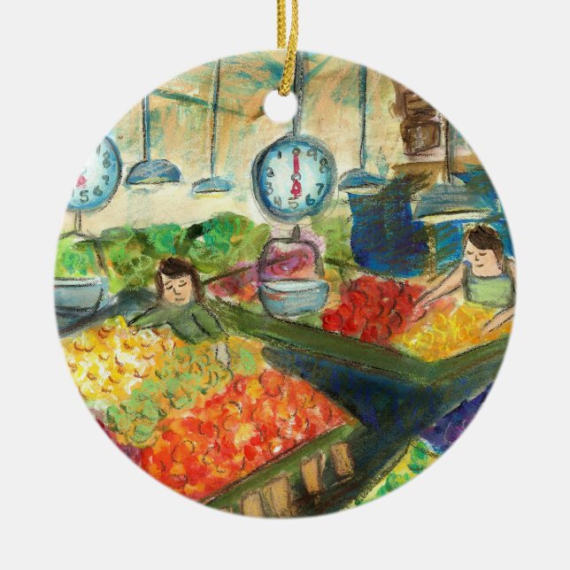 Tending the Produce Ornament (Pike Place Seattle) (Front)
