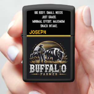 Tending to Bison at Dusk Zippo Lighter