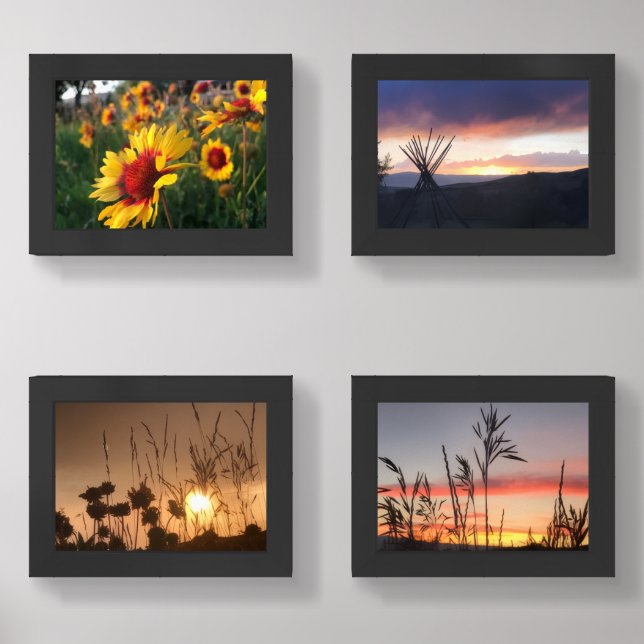 Tendoy Idaho TP wild flowers grass sunset Wall Art Sets (Front)