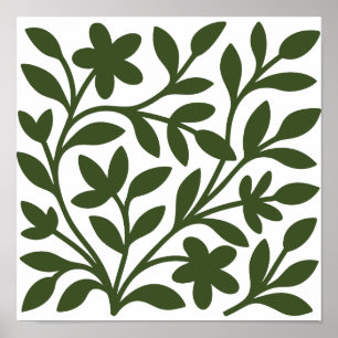 Tendril Garden Green Vine Floral Leaves Poster