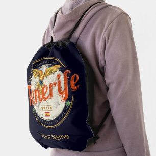 Tenerife and Parrot Canary Islands Spain Vintage Drawstring Bag