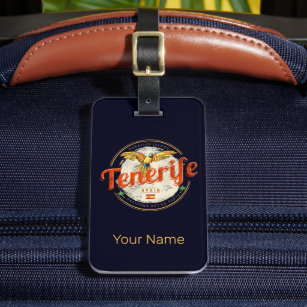 Tenerife and Parrot Canary Islands Spain Vintage Luggage Tag