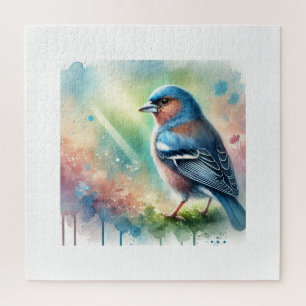 Tenerife Blue Chaffinch 230824AREF139 - Watercolor Jigsaw Puzzle