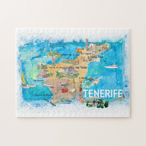 Tenerife Canarias Spain Illustrated Map Jigsaw Puzzle