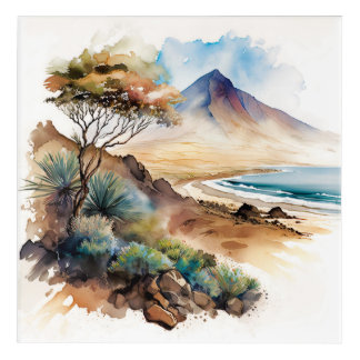Tenerife Canary Islands Beach Watercolor Acrylic Print