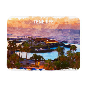 Tenerife Canary Islands Watercolor Beach Magnet
