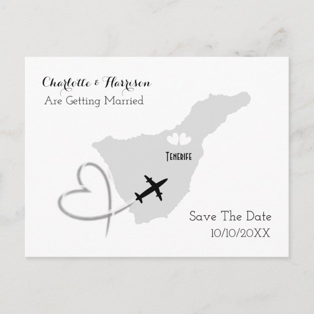 Tenerife Destination Weddings Save The Date Announcement Postcard (Front)