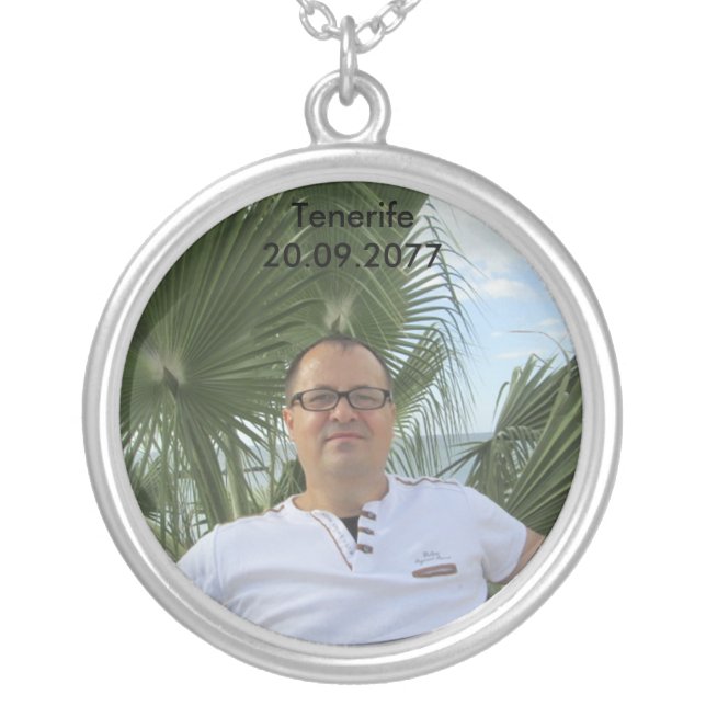 Tenerife Great Memories. UV Resistant & Waterproof Silver Plated Necklace (Front)