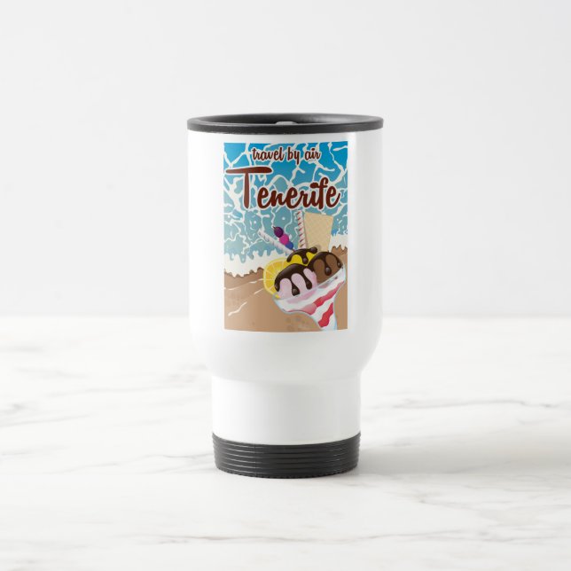 Tenerife ice cream cartoon travel poster travel mug (Center)