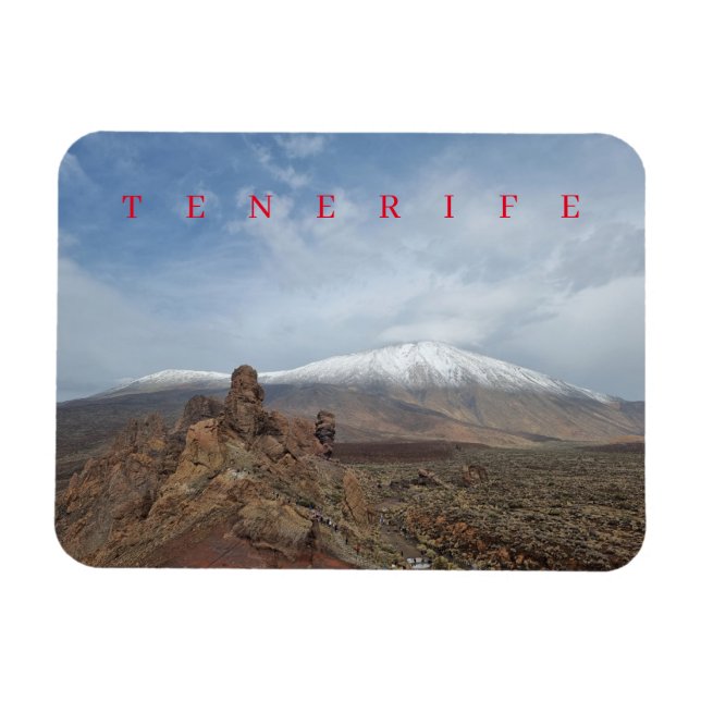 Tenerife Mount Teide with snow view fridge magnet (Horizontal)