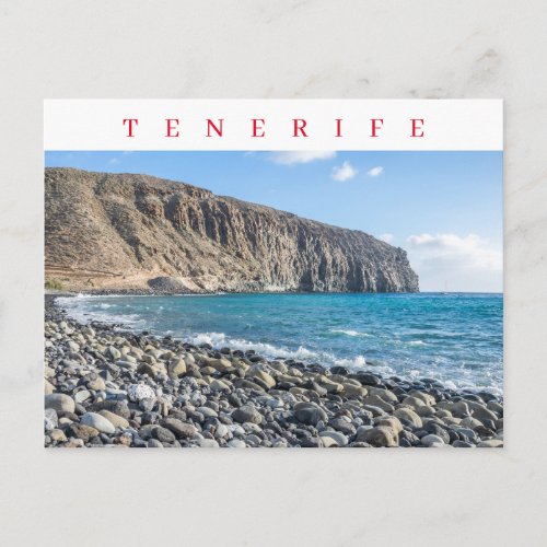 Tenerife pebbled beach view postcard