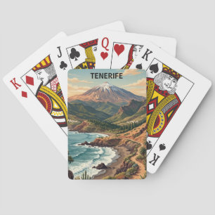 Tenerife Retro Travel Vintage Mount Teide & Beach Poker Cards