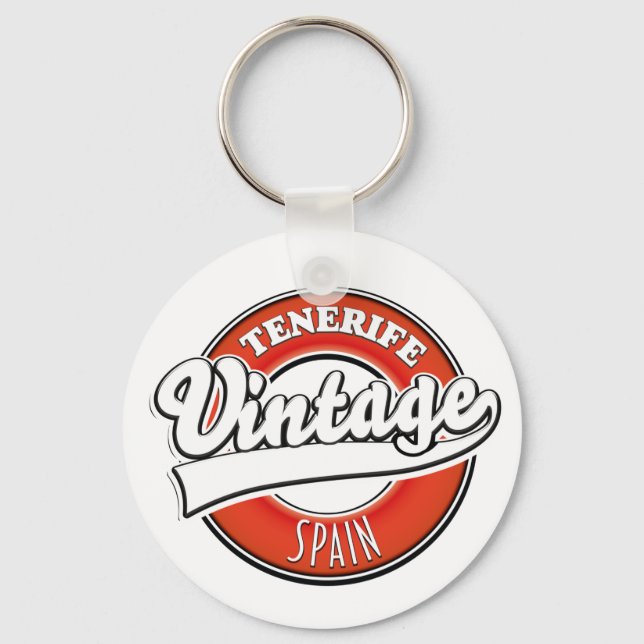 tenerife spain vintage style logo keychain (Front)
