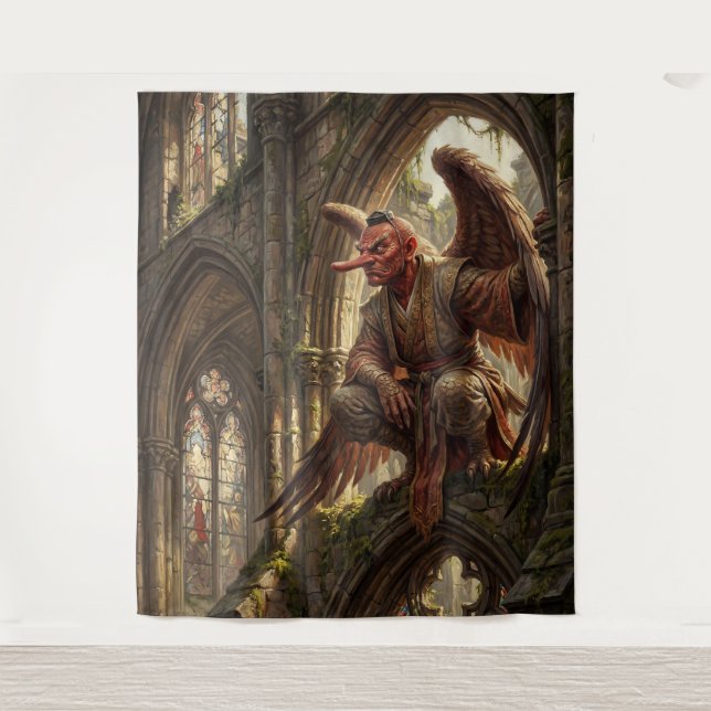 Tengu Perched in the Ruined Cathedral Tapestry (Front)