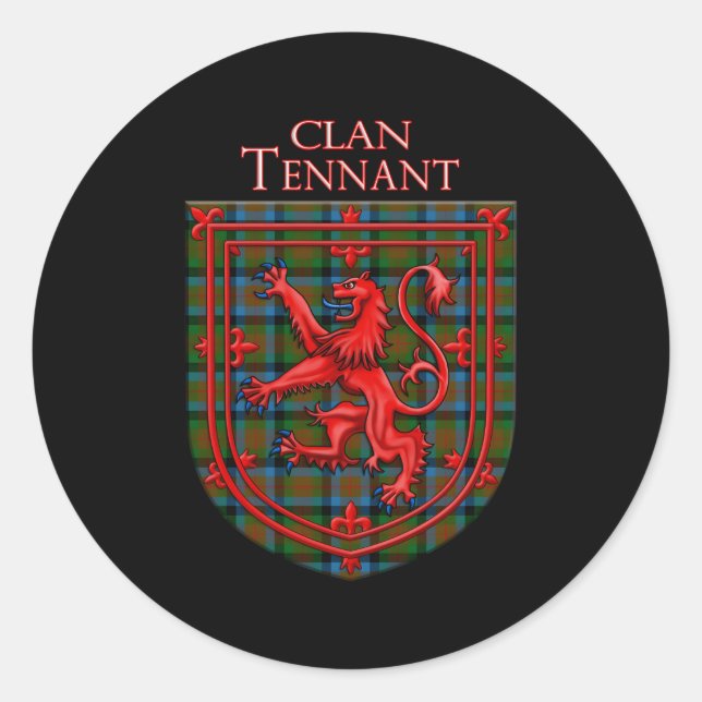 Tennant Tan Scottish Plaid Lion Rampant Classic Round Sticker (Front)