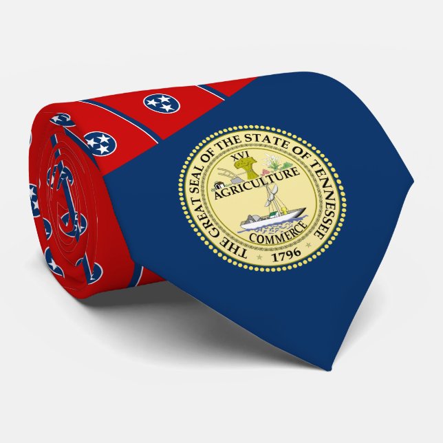 Tennessean Flag & Seal, Flag of Tennessee Neck Tie (Rolled)