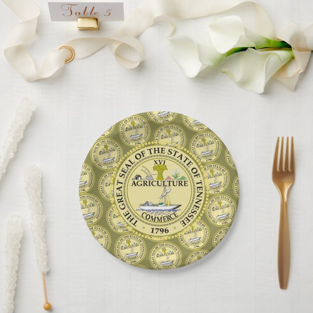 Tennessean Seal, Tennessee Paper Plates (Wedding)