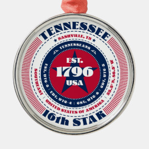 Tennessee 16th State Christmas Ornament