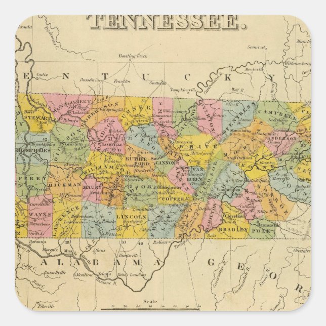 Tennessee 3 square sticker (Front)