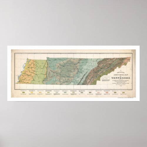 Tennessee Agriculture Map 1896 Poster