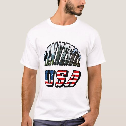 Tennessee and USA Picture Text T_Shirt