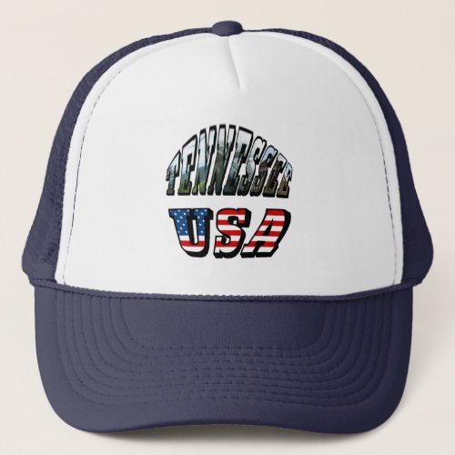 Tennessee and USA Picture Text Trucker Hat
