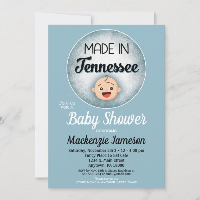 Tennessee Baby Shower Funny Blue Boys Invitation (Front)