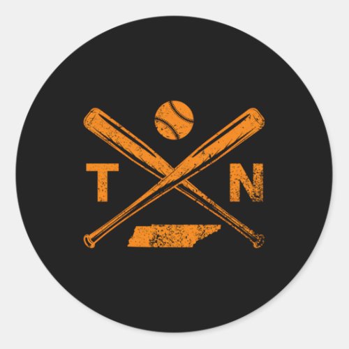 Tennessee Baseball Bats Ball Baseball Player Classic Round Sticker