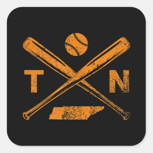 Tennessee Baseball Bats  Ball Classic Baseball Square Sticker