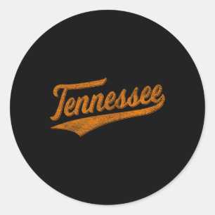 Tennessee Baseball Sports Script Cursive Flag Swoo Classic Round Sticker
