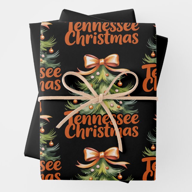 Tennessee Christmas Family Matching Holiday Xmas Wrapping Paper Sheets (In situ)