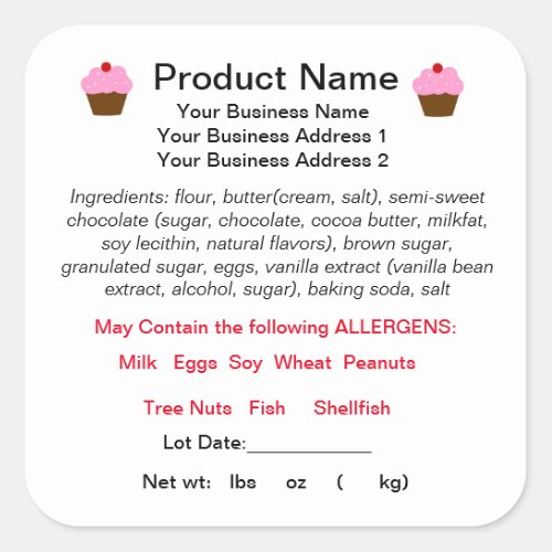 TENNESSEE Cottage Food Law Product Label