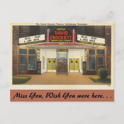 Tennessee David Crockett Theater Gatlinburg Postcard