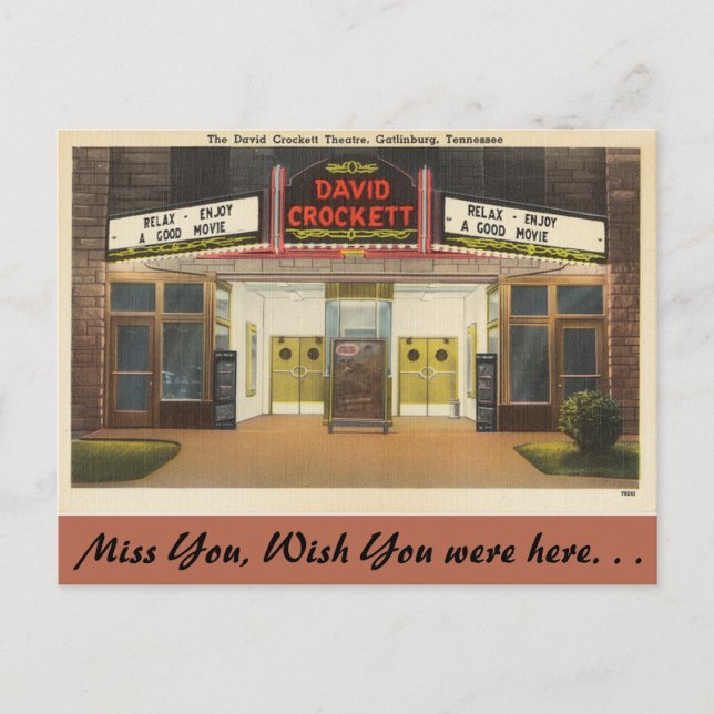Tennessee, David Crockett Theater, Gatlinburg Postcard (Front)