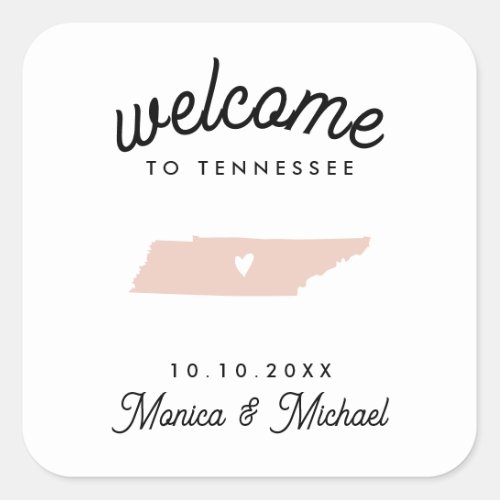 TENNESSEE Destination Wedding ANY COLOR   Square Sticker