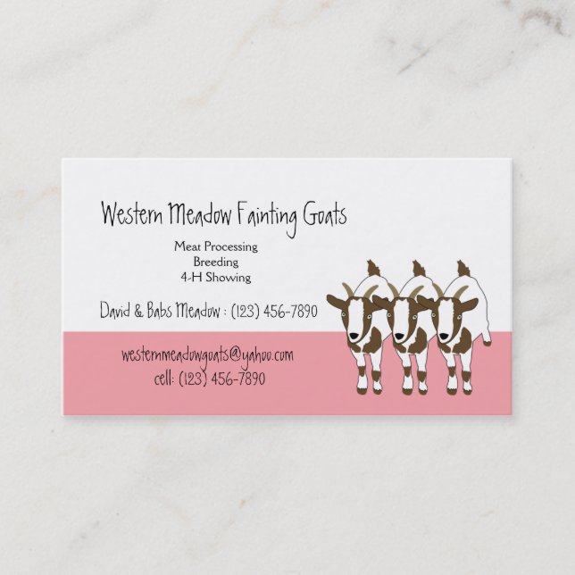 Tennessee Fainting Stiff Leg Goats Business Card (Front)