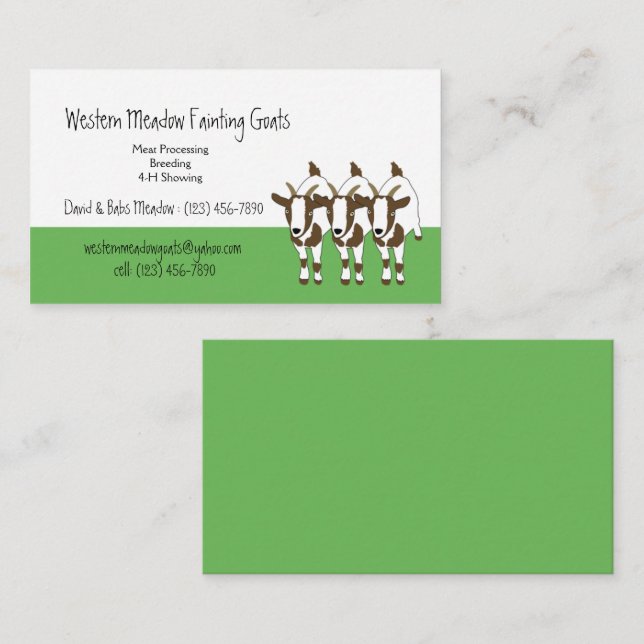 Tennessee Fainting Stiff Leg Goats Template Business Card (Front/Back)