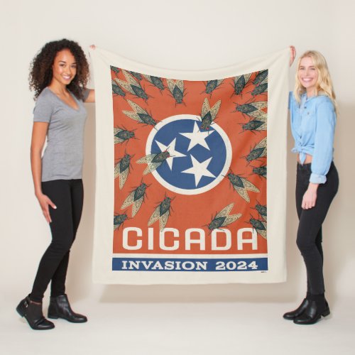 Tennessee Flag Cicada Invasion Fleece Blanket