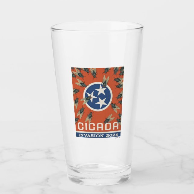 Tennessee Flag Cicada Invasion Glass (Front)