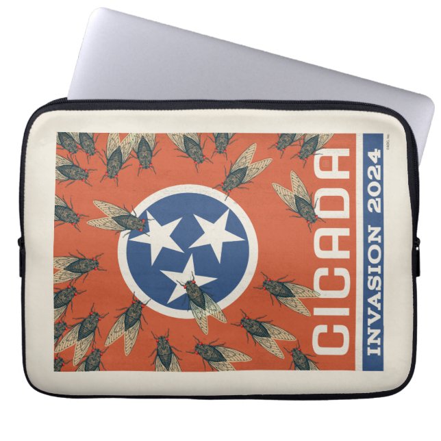 Tennessee Flag Cicada Invasion Laptop Sleeve (Front)