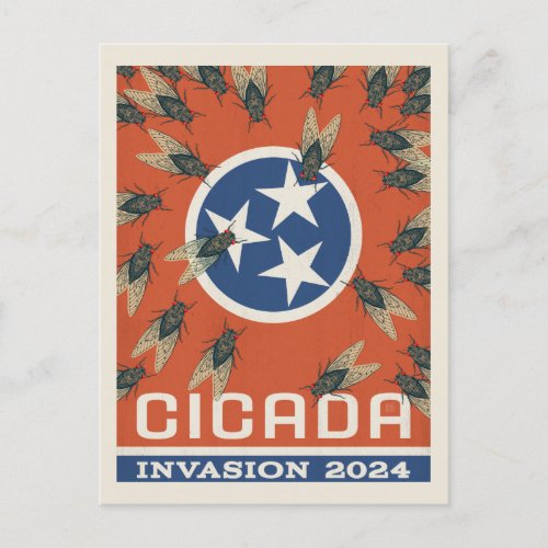 Tennessee Flag Cicada Invasion Postcard