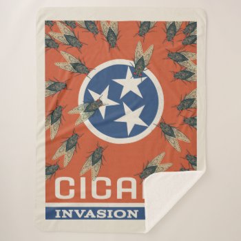 Tennessee Flag Cicada Invasion Sherpa Blanket by AndersonDesignGroup at Zazzle
