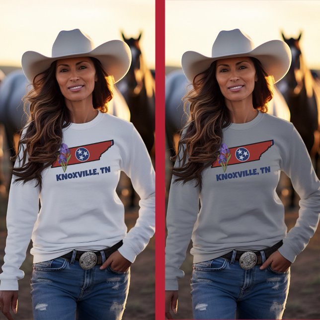 Tennessee Flag & Flower Purple Iris Custom Text Sweatshirt (Creator Uploaded)